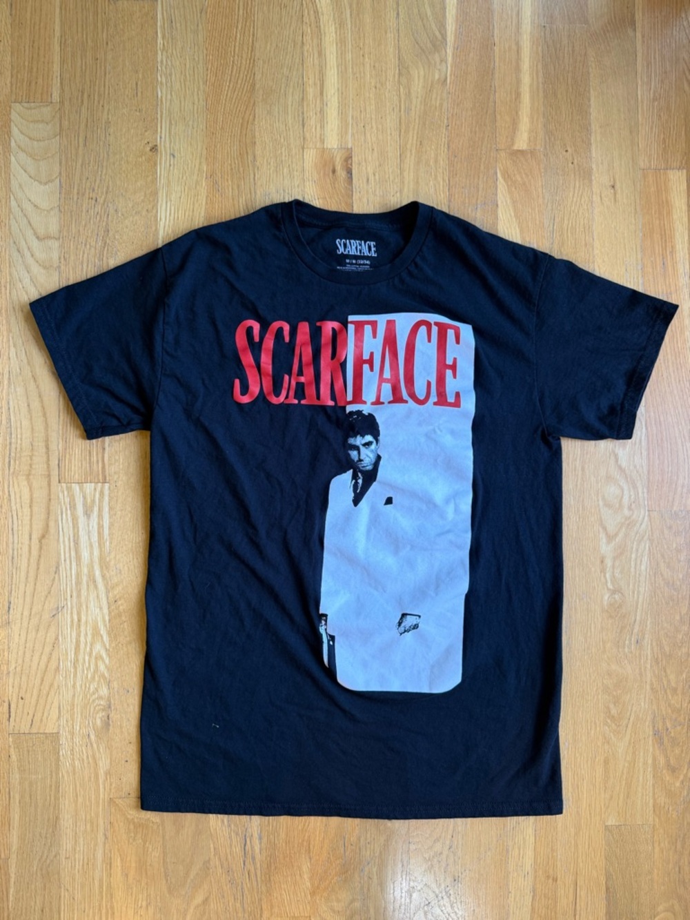 Scarface Graphic Tee in Black with Red and White Logo | Men’s S and M